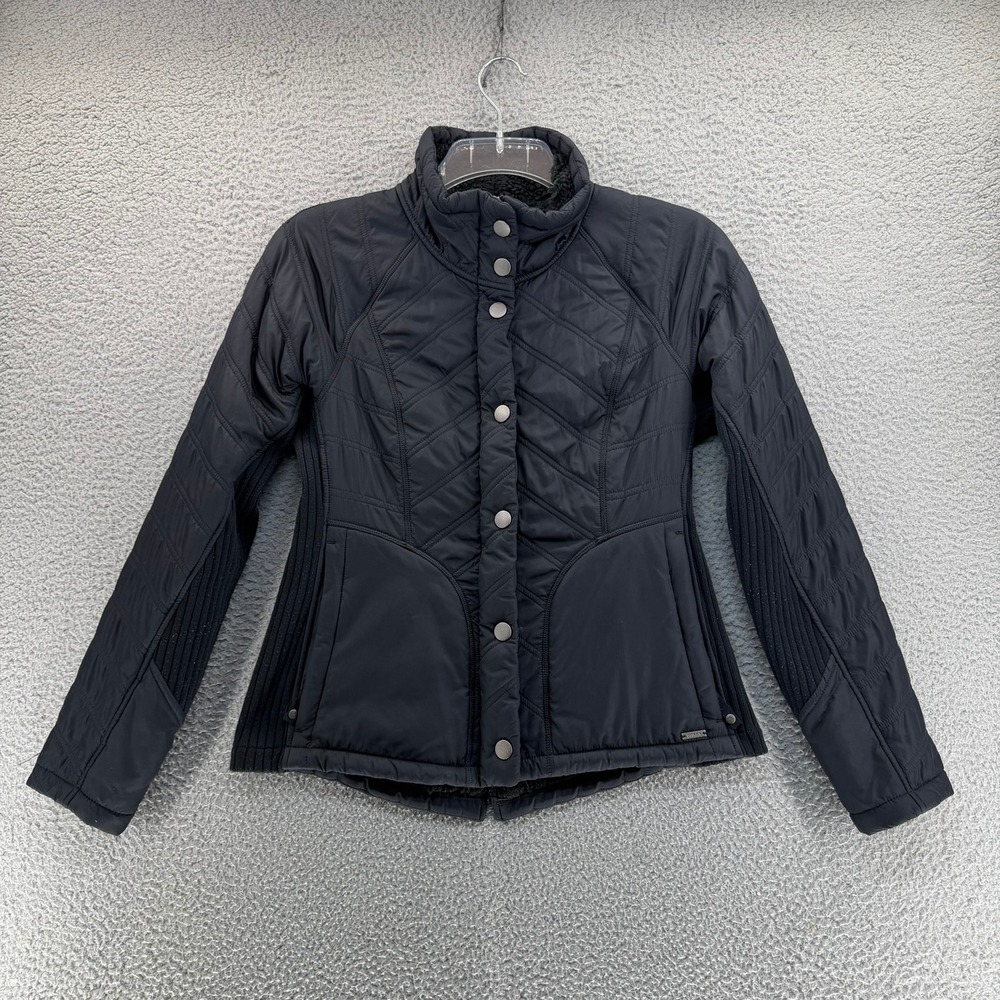 Prana Womens PrimaLoft Quilted Sherpa Lined Jacket Black Size Medium Outdoor